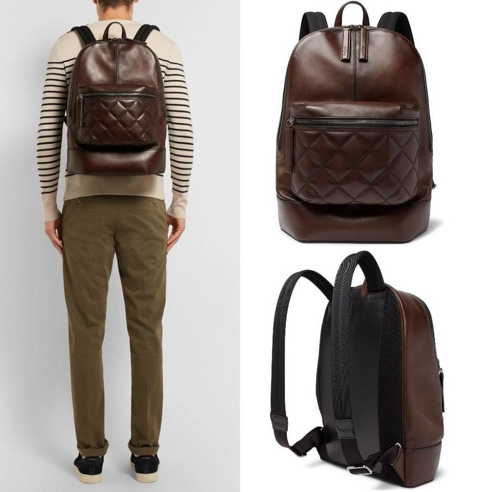 RARE Berluti Volume MM Brown Leather Men Backpack